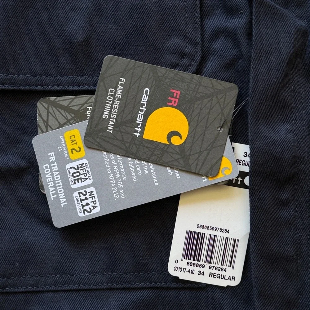 Carhartt FR Traditional Coverall Mens 34 Regular Navy Blue 101017 410 CAT 2 NWT